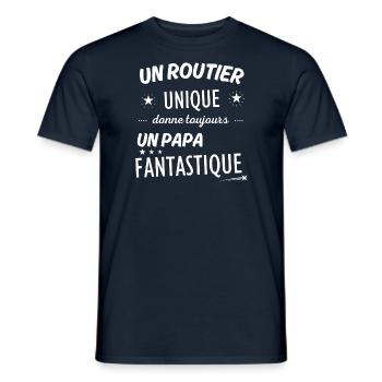 Un routier unique donne un papa fanstastique - T-shirt homme - marine - Devant - AI Model Male 178 light (178cm)