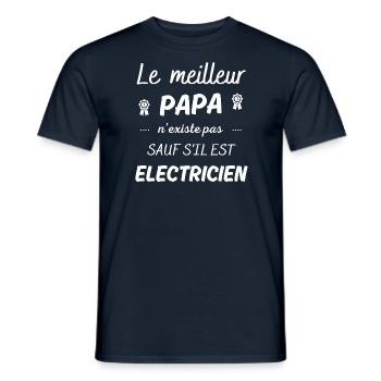 le meilleur papa n'existe pas sauf si electricien - T-shirt homme - marine - Devant - AI Model Male 178 light (178cm)