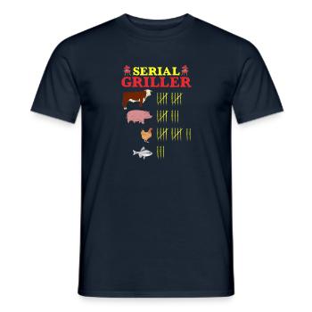 Serial Griller Funny BBQ Grilling Father - Men's T-Shirt - navy - Front - AI Model Male 178 light (178cm)