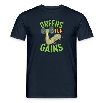 Greens For Gains Vegetarian Vegan Fitness - Männer T-Shirt - Navy - Vorne - AI Model Male 178 light (178cm)