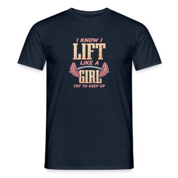 Drôle je soulève comme une fille haltérophilie - T-shirt homme - marine - Devant - AI Model Male 178 light (178cm)