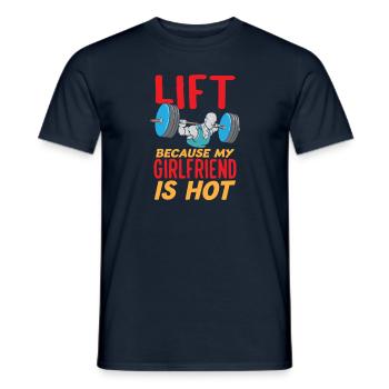 Je soulève parce que ma petite amie est chaude drôle - T-shirt homme - marine - Devant - AI Model Male 178 light (178cm)