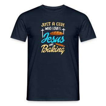 Just A Girl Who Loves Jesus And Baking - Männer T-Shirt - Navy - Vorne - AI Model Male 178 light (178cm)