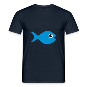 ★ Designfarben änderbar ★ Fisch mit Kulleraugen - Männer T-Shirt - Navy - Vorne - AI Model Male 178 light (178cm)