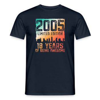 18e anniversaire 18 ans nés en 2005 - T-shirt homme - marine - Devant - AI Model Male 178 light (178cm)