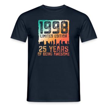 25 anniversaire 25 ans né en 1998 - T-shirt homme - marine - Devant - AI Model Male 178 light (178cm)