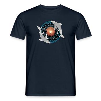 Oceanic whitetip sharks Hawaiian Polynesian - Men's T-Shirt - navy - Front - AI Model Male 178 light (178cm)
