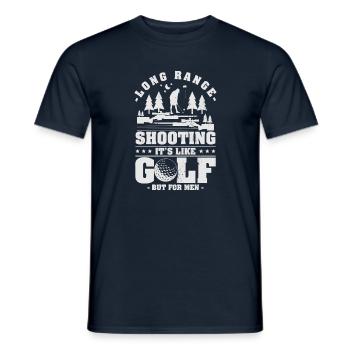 Tir à longue distance - C’est comme le golf mais pour les hommes - T-shirt homme - marine - Devant - AI Model Male 178 light (178cm)