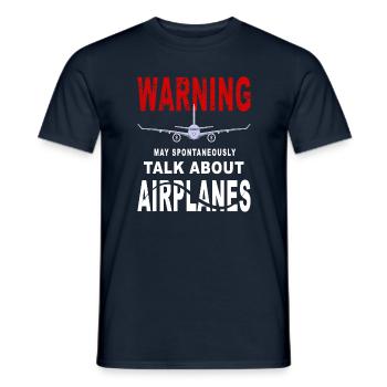 Warning May Start Spontaneously Talk About - Männer T-Shirt - Navy - Vorne - AI Model Male 178 light (178cm)