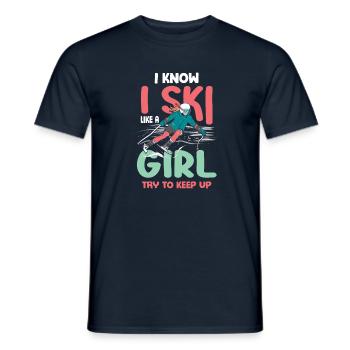 Je sais que je skie comme une fille - Skier Ski - T-shirt homme - marine - Devant - AI Model Male 178 light (178cm)