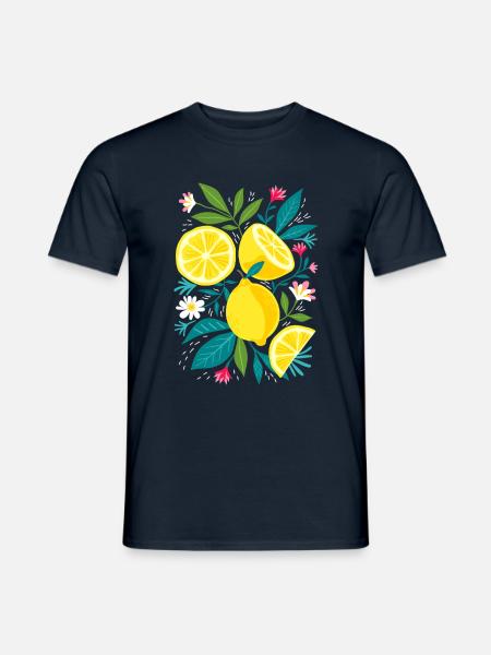 Zitrone und blätter - Männer T-Shirt - Navy