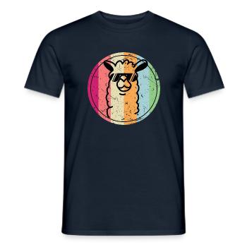 Alpaga Lama Alpaga Rétro Vintage Cadeau Rétro - T-shirt homme - marine - Devant - AI Model Male 178 light (178cm)