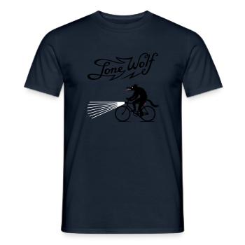 Lone Wolf on bike - Men's T-Shirt - navy - Front - AI Model Male 178 light (178cm)