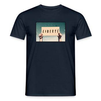 Sign - Freedom - Men's T-Shirt - navy - Front - AI Model Male 178 light (178cm)