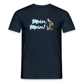 Moin, Moin! Mouette drôle au mouillage, bas allemand - T-shirt homme - marine - Devant - AI Model Male 178 light (178cm)