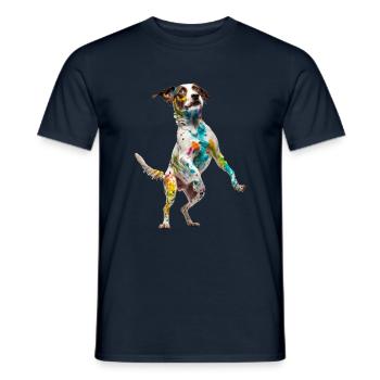 Funny dog having fun with dog lover - Men's T-Shirt - navy - Front - AI Model Male 178 light (178cm)