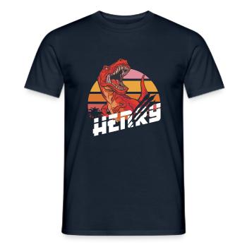 HENRY - Beautiful boy name with T-REX Dino - Men's T-Shirt - navy - Front - AI Model Male 178 light (178cm)