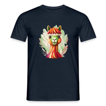 Splash Art Lama - Männer T-Shirt - Navy - Vorne - AI Model Male 178 light (178cm)
