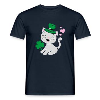 Festive design with cute kitten - Men's T-Shirt - navy - Front - AI Model Male 178 light (178cm)