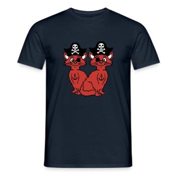 2 Pirate Cats Sabre Buccaneer Eye Patch Team - Men's T-Shirt - navy - Front - AI Model Male 178 light (178cm)