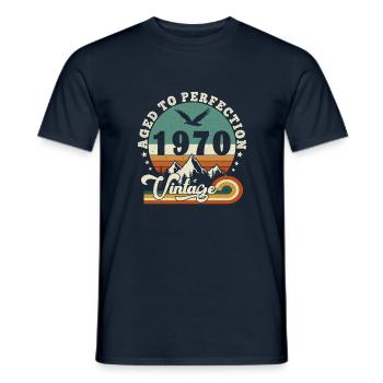 Aged to perfection 1970 Retro -Edition 2025. - Men's T-Shirt - navy - Front - AI Model Male 178 light (178cm)