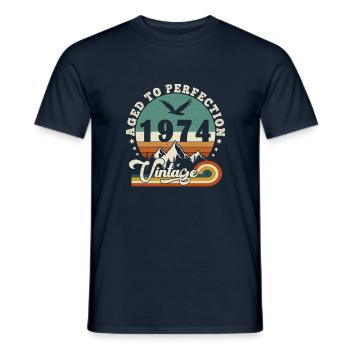 Aged to perfection 1974 Retro -Edition 2025. - Men's T-Shirt - navy - Front - AI Model Male 178 light (178cm)