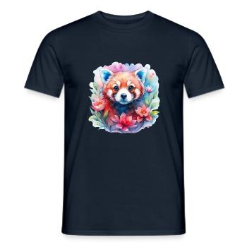 Süße Rote Panda in Blumen - Männer T-Shirt - Navy - Vorne - AI Model Male 178 light (178cm)