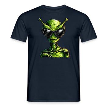 Cool Green Alien - Alien avec des lunettes de soleil - T-shirt homme - marine - Devant - AI Model Male 178 light (178cm)