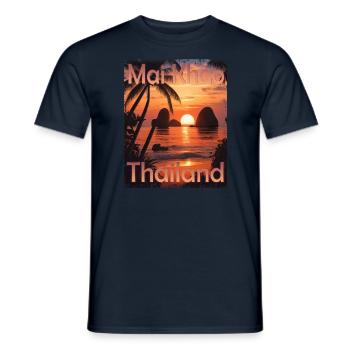Vacances d’été à Mai Khao Beach, Phuket - T-shirt homme - marine - Devant - AI Model Male 178 light (178cm)