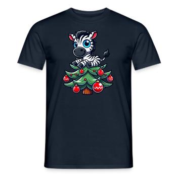 Süßes Zebra Weihnachtsbaum Skurriler Weihnachtsman - Männer T-Shirt - Navy - Vorne - AI Model Male 178 light (178cm)