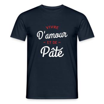 T shirt humour citation vivre d amour et de paté - T-shirt homme - marine - Devant - AI Model Male 178 light (178cm)