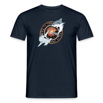 Hammerhai Weißer Hai Hawaiianisch - Männer T-Shirt - Navy - Vorne - AI Model Male 178 light (178cm)