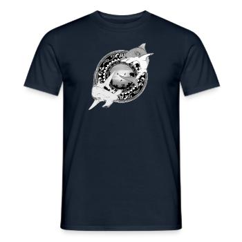 Hammerhai Weißer Hai Hawaiianisch - Männer T-Shirt - Navy - Vorne - AI Model Male 178 light (178cm)
