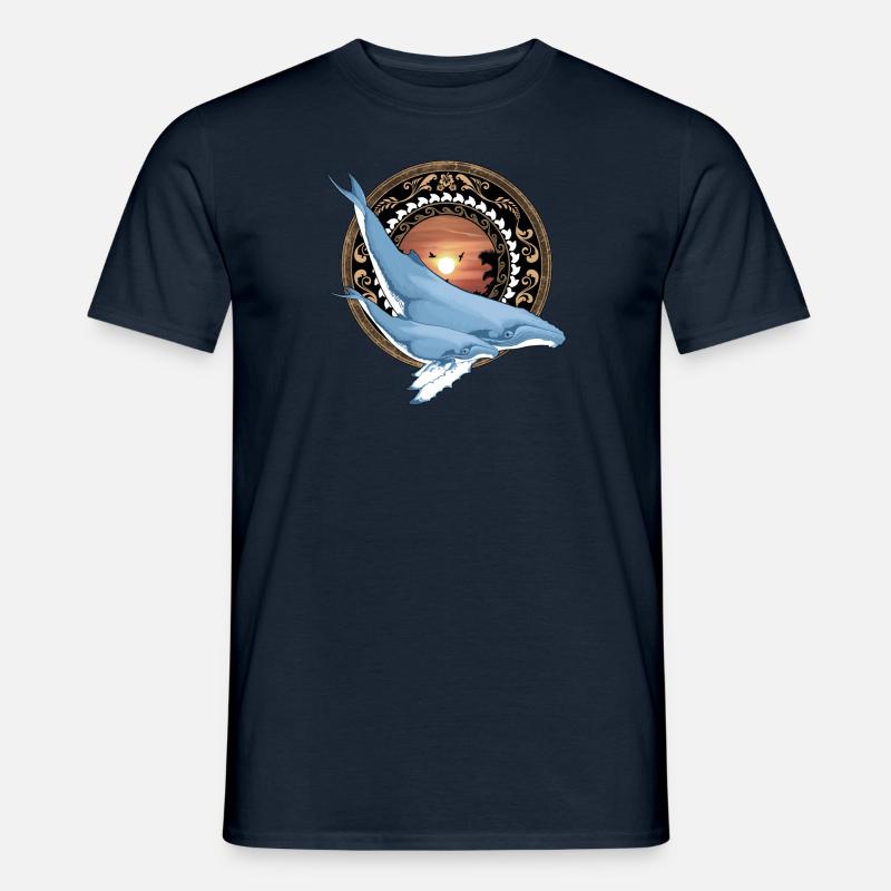 Buckelwal Hawaiianisch - Männer T-Shirt - Navy