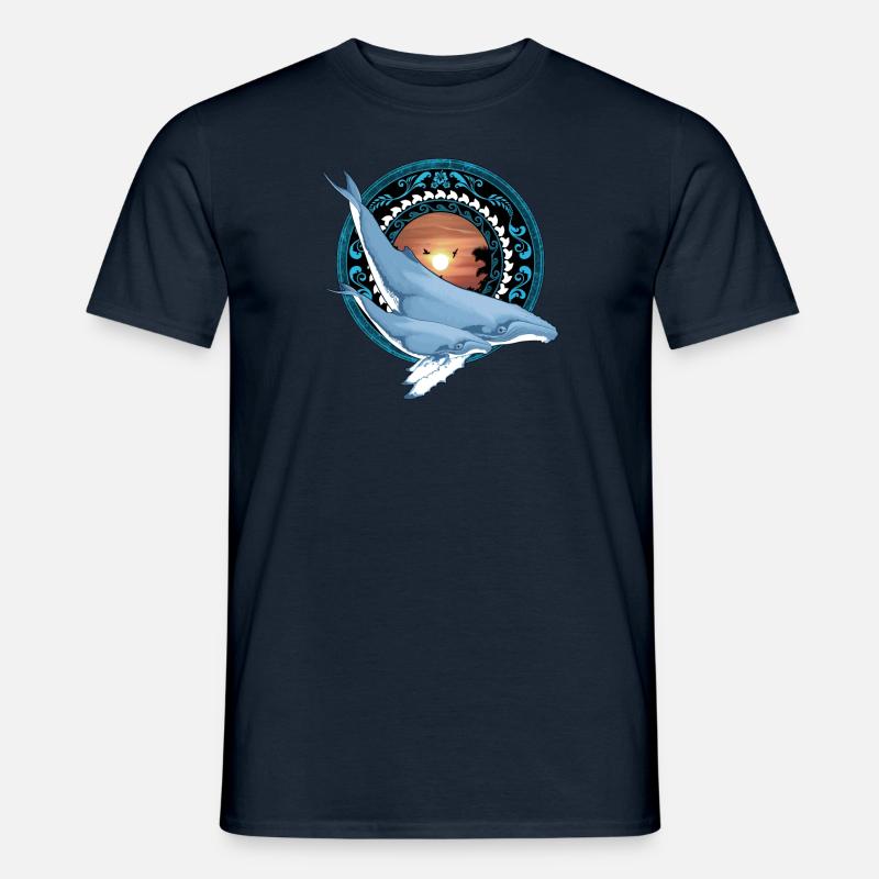 Buckelwal Hawaiianisch - Männer T-Shirt - Navy