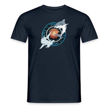 Hammerhai Weißer Hai Hawaiianisch - Männer T-Shirt - Navy - Vorne - AI Model Male 178 light (178cm)