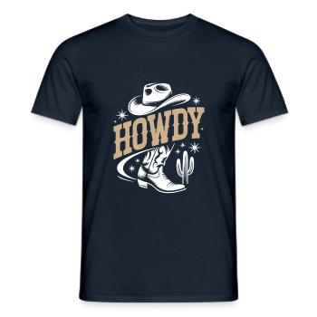 Howdy Country Dance Danse en ligne. Stetson et bottes - T-shirt homme - marine - Devant - AI Model Male 178 light (178cm)