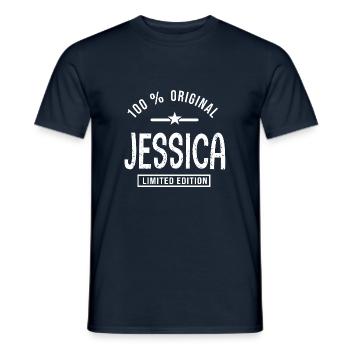 Jessica personalized shirt name girl jessica - Men's T-Shirt - navy - Front - AI Model Male 178 light (178cm)