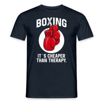 Boxing it´s cheaper than Therapie Boxer Sport - Männer T-Shirt - Navy - Vorne - AI Model Male 178 light (178cm)