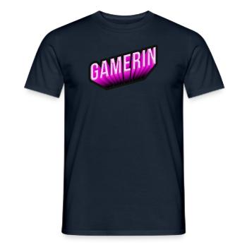 Gamerin 3D NEON PINK - Männer T-Shirt - Navy - Vorne - AI Model Male 178 light (178cm)