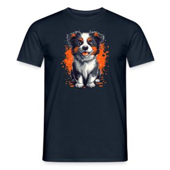 Australian Shepherd Puppy Funny Dogs Aussie - Men's T-Shirt - navy - Front - AI Model Male 178 light (178cm)