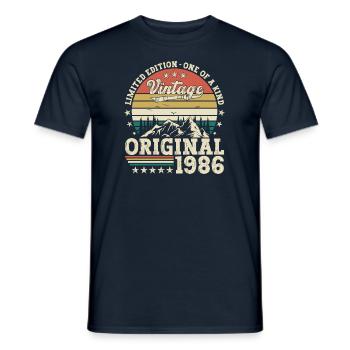 Original 1986 36th Birthday Gift Men - Men's T-Shirt - navy - Front - AI Model Male 178 light (178cm)