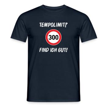 GEGEN TEMPOLIMIT T-SHIRT TEMPO 300 PORSCHEFAHRER - Männer T-Shirt - Navy - Vorne - AI Model Male 178 light (178cm)