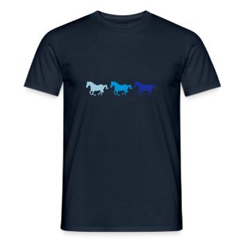 Trois chevaux au galop - T-shirt homme - marine - Devant - AI Model Male 178 light (178cm)
