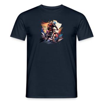 Cooles Mountainbiker T-Shirt Design, Polygon Style - Männer T-Shirt - Navy - Vorne - AI Model Male 178 light (178cm)