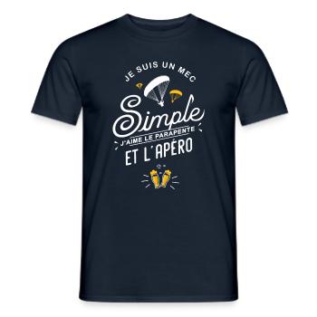 un mec simple j'aime parapente humour parapentiste - T-shirt homme - marine - Devant - AI Model Male 178 light (178cm)