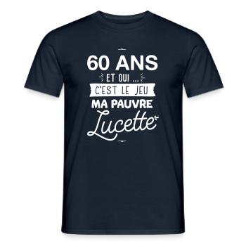 60 ans ma pauvre Lucette - T-shirt homme - marine - Devant - AI Model Male 178 light (178cm)