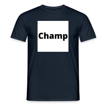"Champ" Design in dicker schwarzer Schrift - Männer T-Shirt - Navy - Vorne - AI Model Male 178 light (178cm)