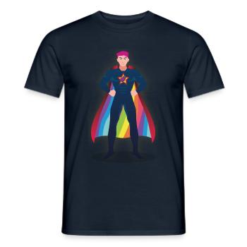 Super Hero Eggplant - Gay Pride - Men's T-Shirt - navy - Front - AI Model Male 178 light (178cm)
