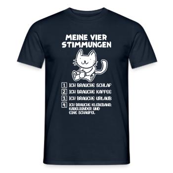 Lustige Katze Stimmung Kaffee Büro Geschenk Fun - Männer T-Shirt - Navy - Vorne - AI Model Male 178 light (178cm)